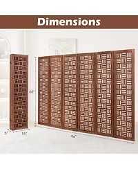 sumyeg 6-Panel Solid Wood Folding Room Divider Partition Stand for Indoor Use
