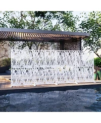 sumyeg Metal Privacy Screen Outdoor Indoor Freestanding Divider with Leaf Shape Design