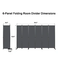 sumyeg 6-Panel Folding Room Divider 120 Inch x 71 Inch Heavy Duty Metal Frame Privacy Screen for Indoor Use