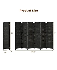 sumyeg 6-Foot 6-Panel Folding Fiber Room Divider Screen with Woven Texture