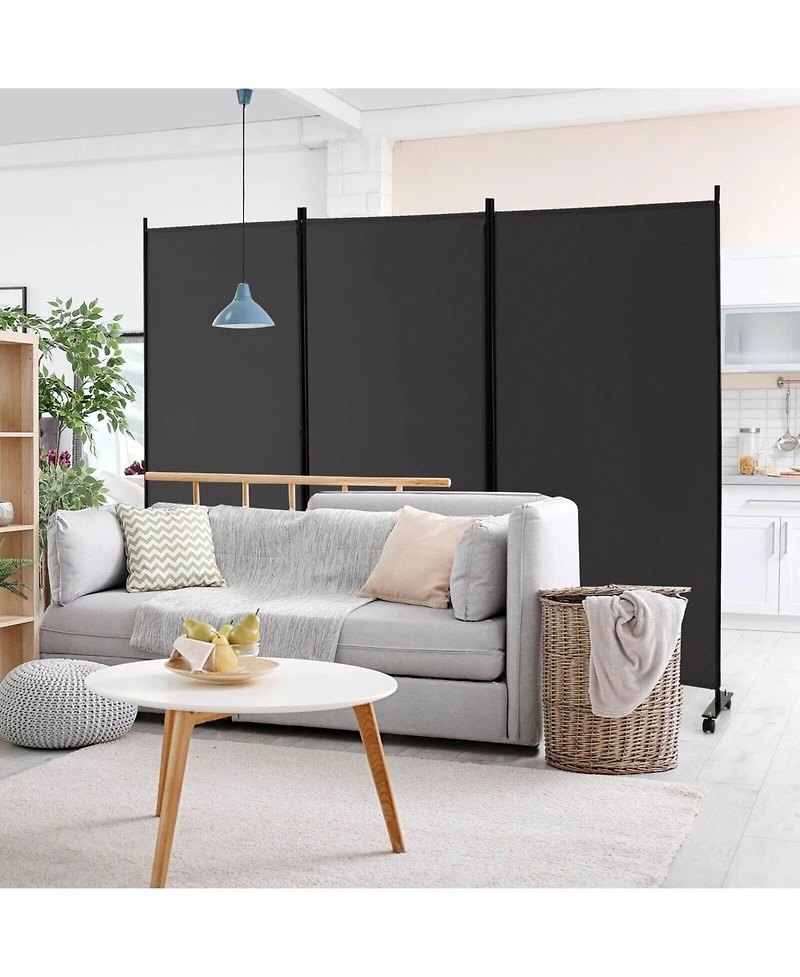 sumyeg 3-Panel Folding Room Divider with Lockable Wheels for Flexible Space Separation
