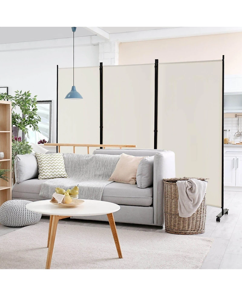 sumyeg 3-Panel Folding Room Divider with Lockable Wheels for Flexible Space Separation