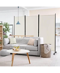 sumyeg 3-Panel Folding Room Divider with Lockable Wheels for Flexible Space Separation