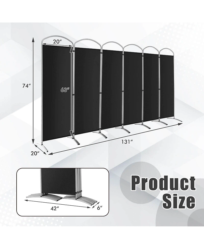 sumyeg 6-Foot 6-Panel Freestanding Folding Privacy Screen Room Divider for Indoor Use