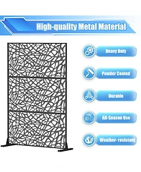 sumyeg Metal and Plastic Privacy Screen Freestanding Indoor Outdoor Room Divider with Mesh Design