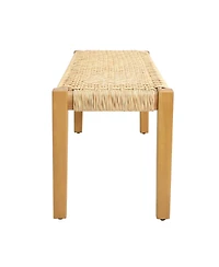 Flynama Acacia Wood and Faux Rattan Outdoor Bench