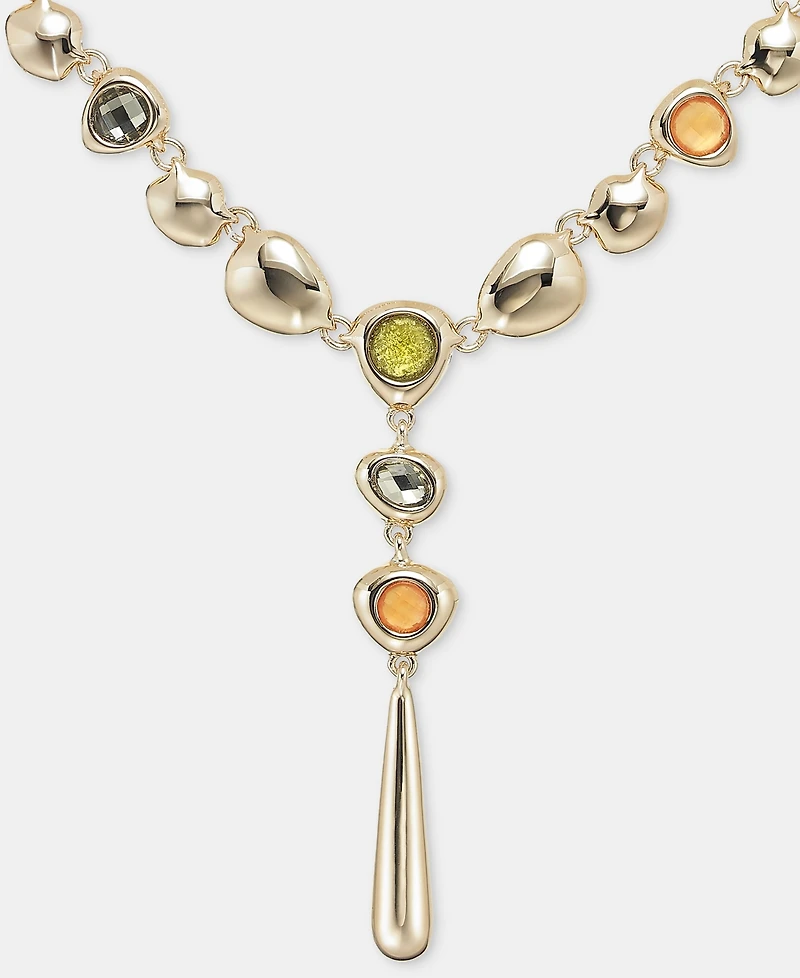 Anne Klein Stone Pebble Lariat Necklace, 16" + 3" extender