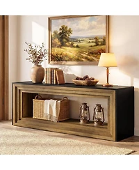 Tribesigns 2-Tier Tv Stand for 75 Inch Tv, 63" Entertainment Center with Storage Shelf, Farmhouse Media Cabinet