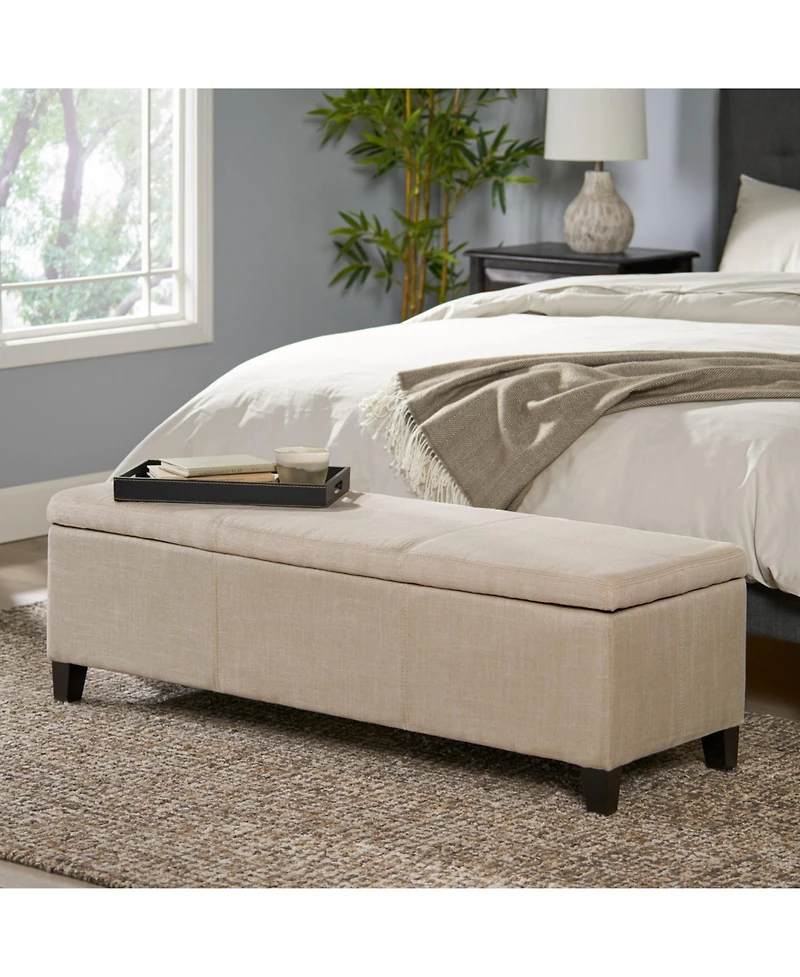 Flynama Upholstered Storage Ottoman Bench with Solid Wood Legs