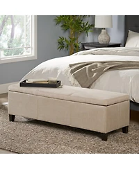 Flynama Upholstered Storage Ottoman Bench with Solid Wood Legs