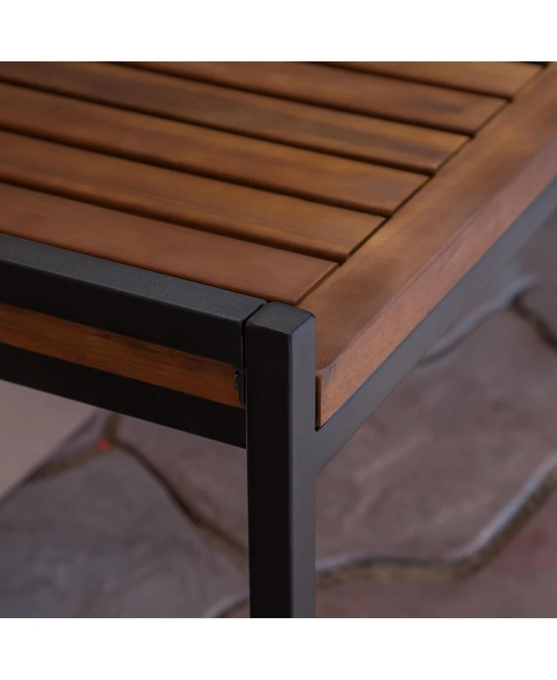 Flynama Industrial Acacia Wood and Iron Bench