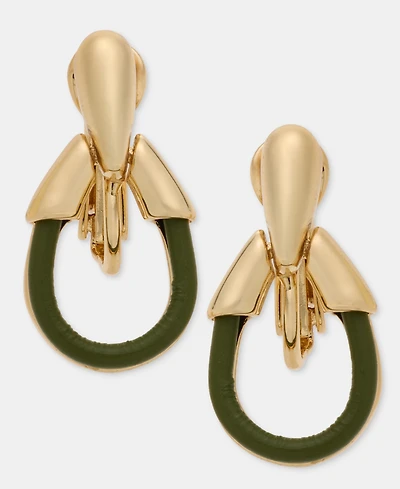 Anne Klein Leather Tear-Shape Clip-On Drop Earrings
