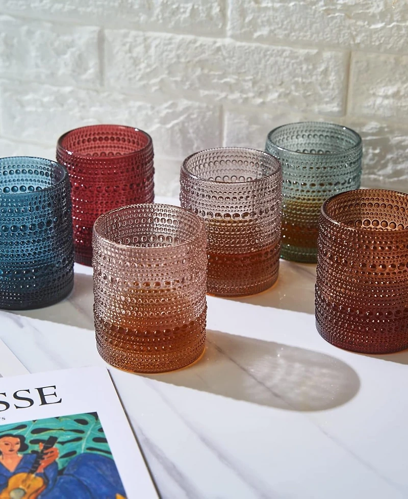 The Wine Savant Vintage Beaded Hobnail Tumbler Glasses, Set of 6