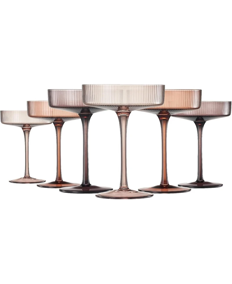 The Wine Savant Venus Ribbed Coupe Glasses, Set of 6
