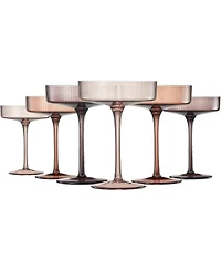 The Wine Savant Venus Ribbed Coupe Glasses, Set of 6