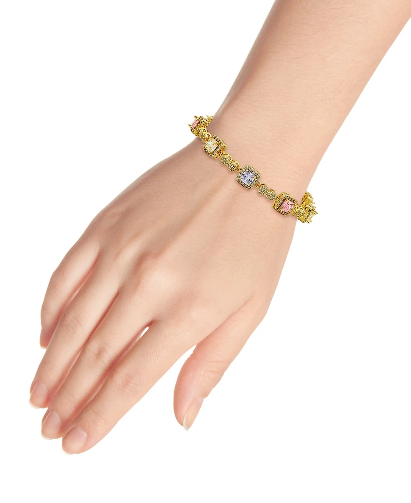 Macy's Lemon, Lavender, and Light Pink Colors with Clear Pave Halo Cubic Zirconia Circle Tennis Bracelet