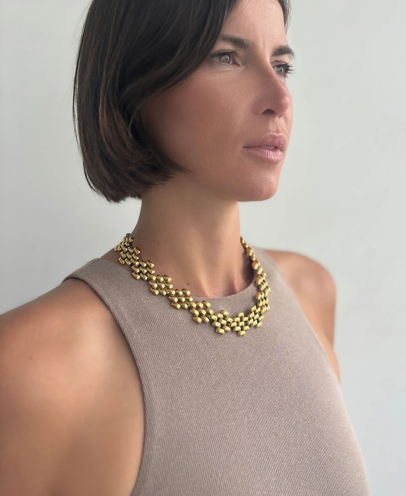 St. Moran Tarnish-Resistant Gold Carrie Grid Necklace