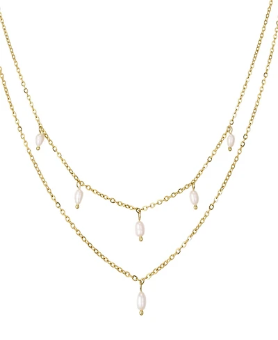 St. Moran Tarnish-Resistant Gold Natural Freshwater Pearl Layered Dangle Riva Necklace