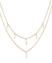 St. Moran Tarnish-Resistant Gold Natural Freshwater Pearl Layered Dangle Riva Necklace