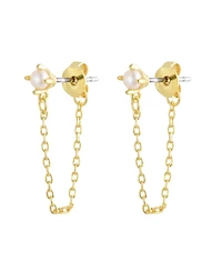 St. Moran Gold Natural Freshwater Pearl Wrap Around Chain Claire Huggie Earrings