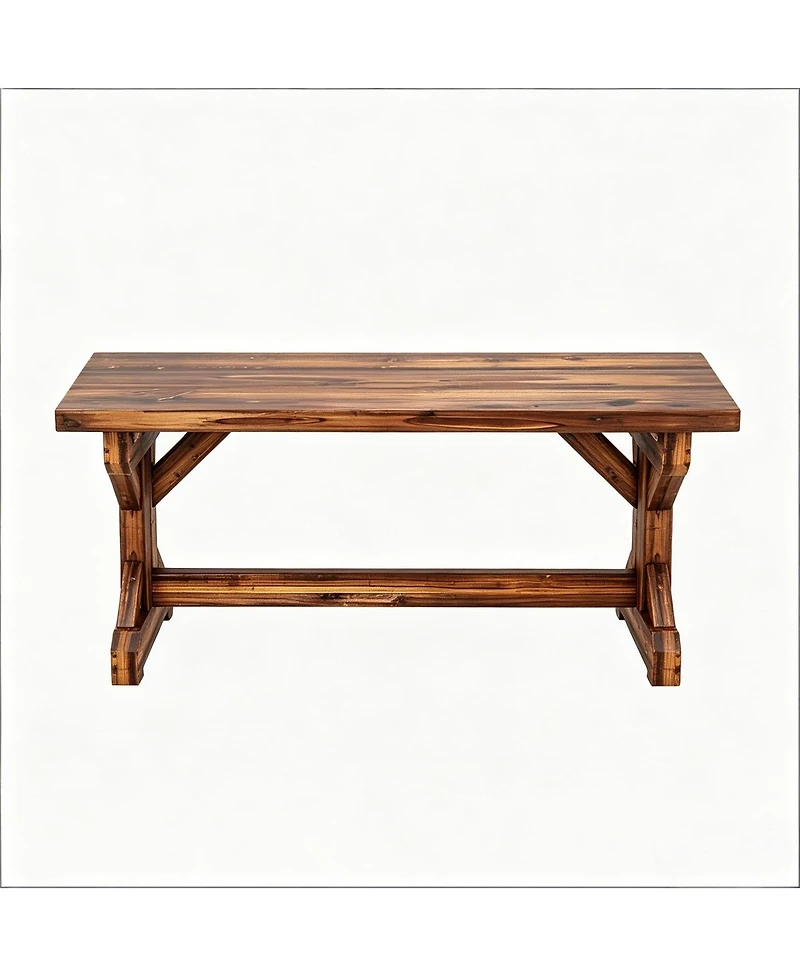 flynama Backless Outdoor Fir Wood Park Bench, 45" Wide