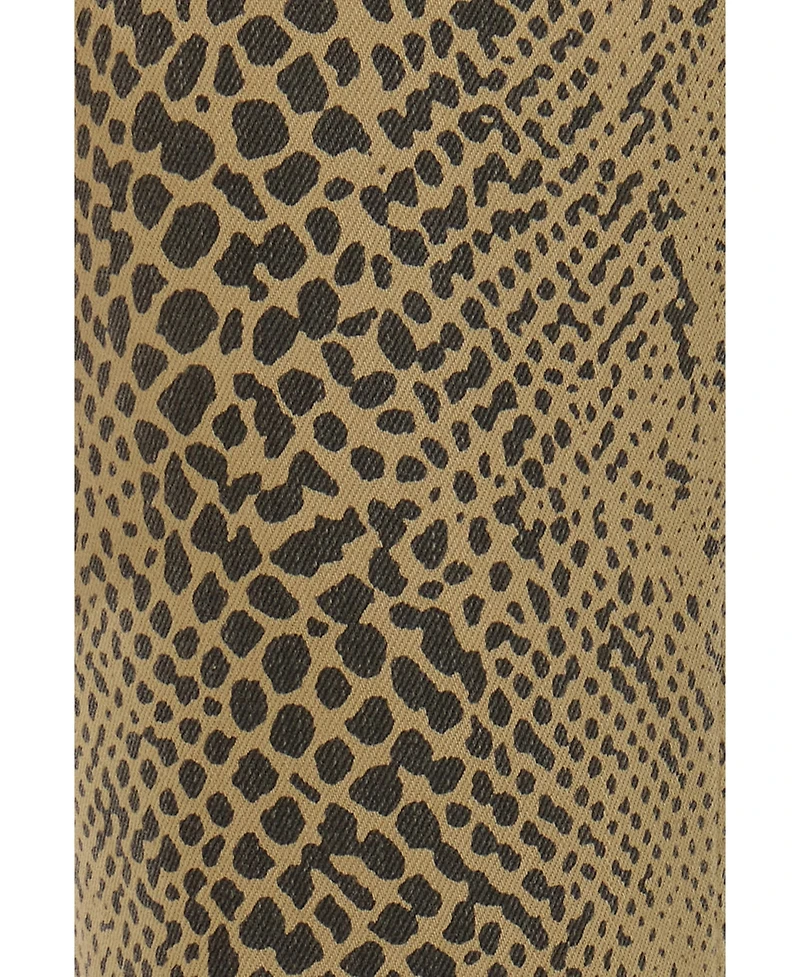 KanCan Women's Usa Juniors' High Rise Crop Flare Python Print Jeans