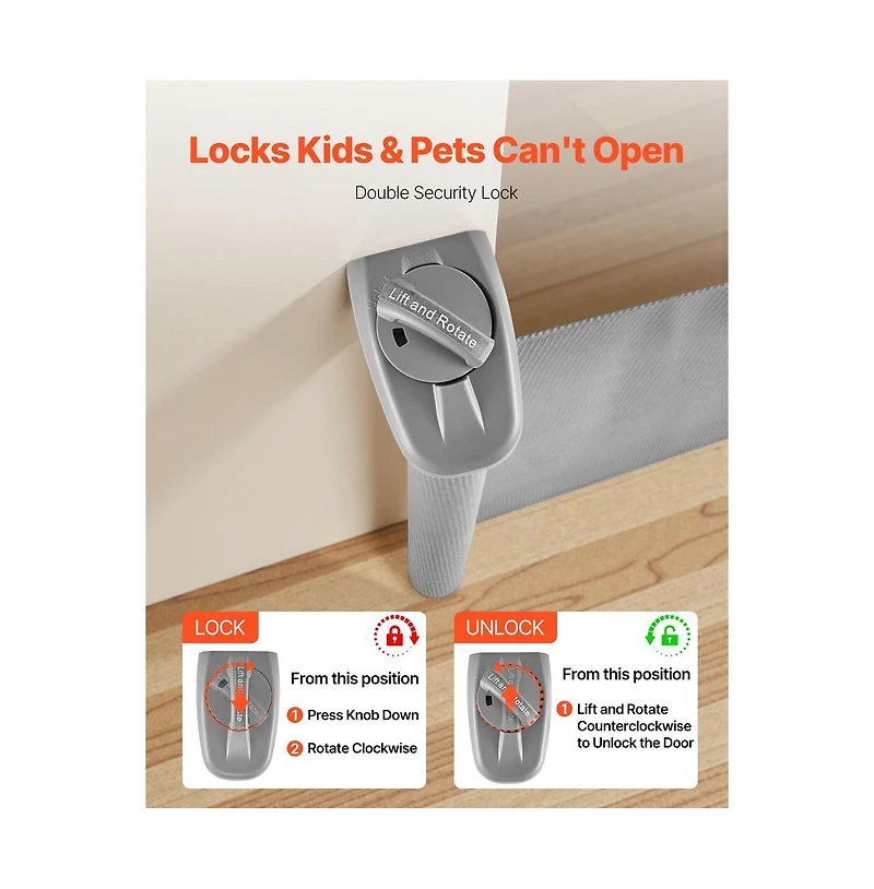 Ruie Tall Retractable Pet Gate 38 in Extends to 57 in Wide with Security Lock