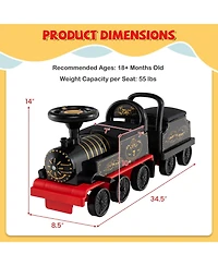Gymax Ride on Train 6V Battery Powered Toy w/ Under-Seat Storage and Carriage