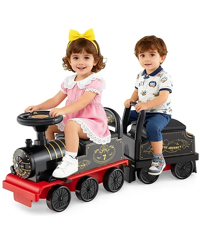 Gymax Ride on Train 6V Battery Powered Toy w/ Under-Seat Storage and Carriage