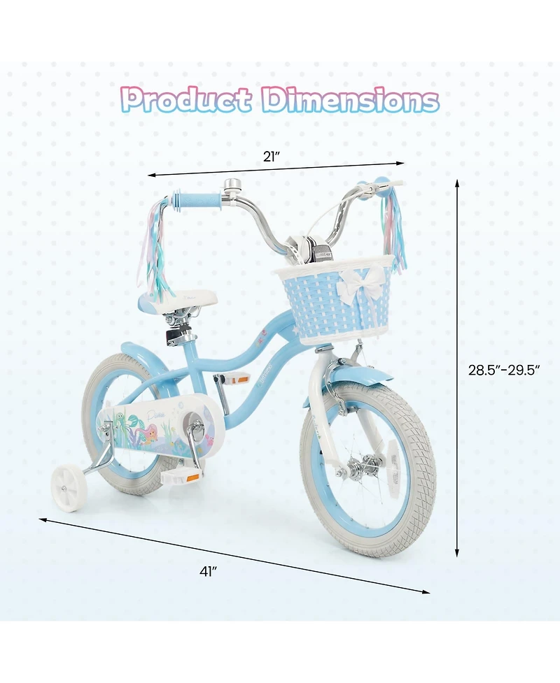 Gymax Kids Bike Toddler Bicycle w/Training Wheels Hand and Coaster Brakes Handlebar