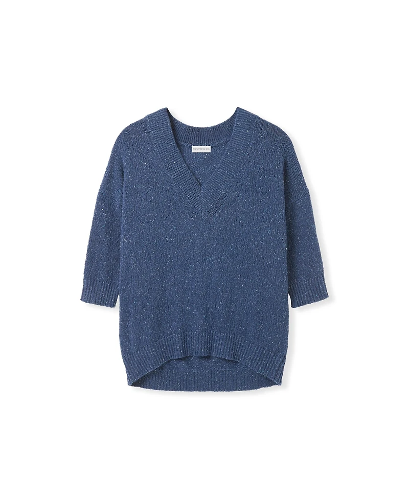 Celtic & Co. Women's Cotton Blend Flecked V-Neck Sweater