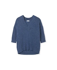 Celtic & Co. Women's Cotton Blend Flecked V-Neck Sweater