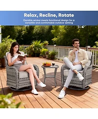 Pocassy 6 Pieces Outdoor Patio Furniture Sets with Rocking Swivel Chairs Thick Cushion and Side Table