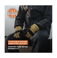 RefrigiWear Men's Men s Canvas Insulated Leather Work Gloves