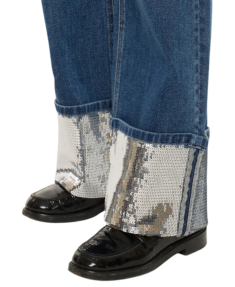 KanCan Women's Usa Juniors' Mid-Rise Wide-Leg Jeans