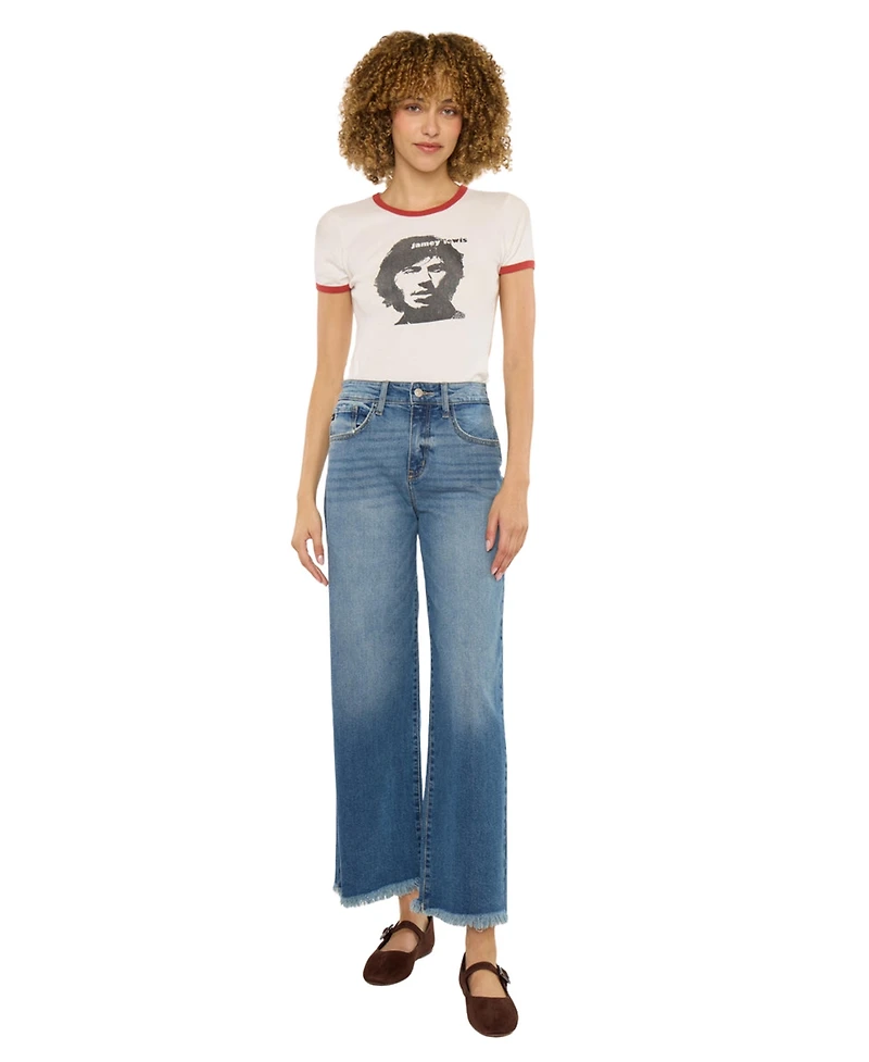 KanCan Women's Aruli Essentials High-Rise Crop Wide-Leg Jeans