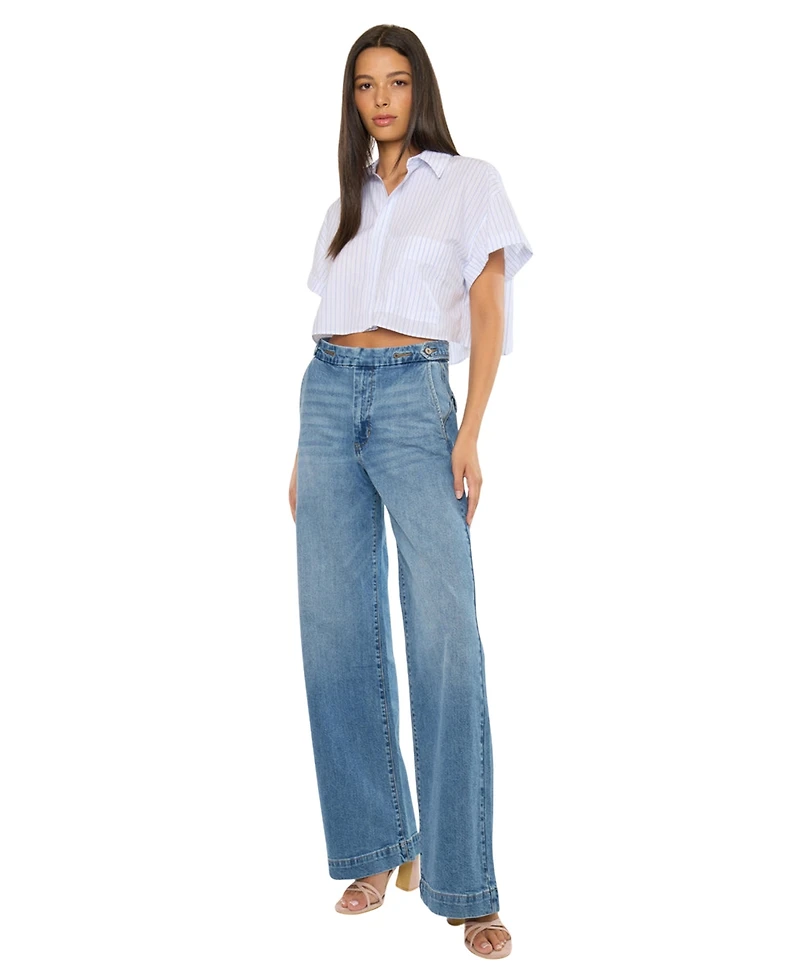 KanCan Women's Marnie Ultra High Rise Wide Leg Trouser Jeans