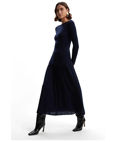 Karen Millen Women's Wool Blend Sheer Knitted Skirt Dress