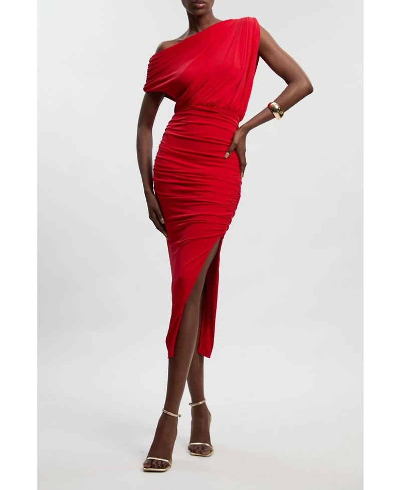 Karen Millen Women's Asymmetric Neckline Midi Dress