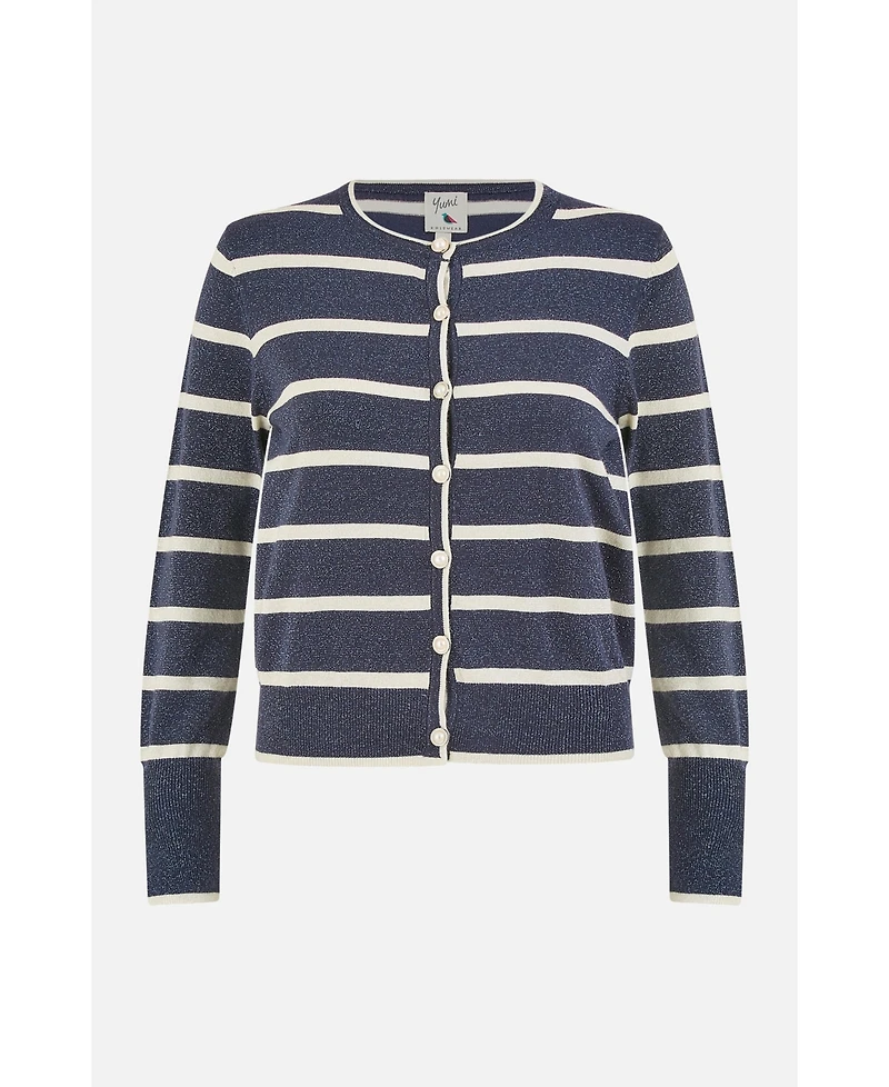 Yumi Women's Long Sleeve Round Neck Cardigan