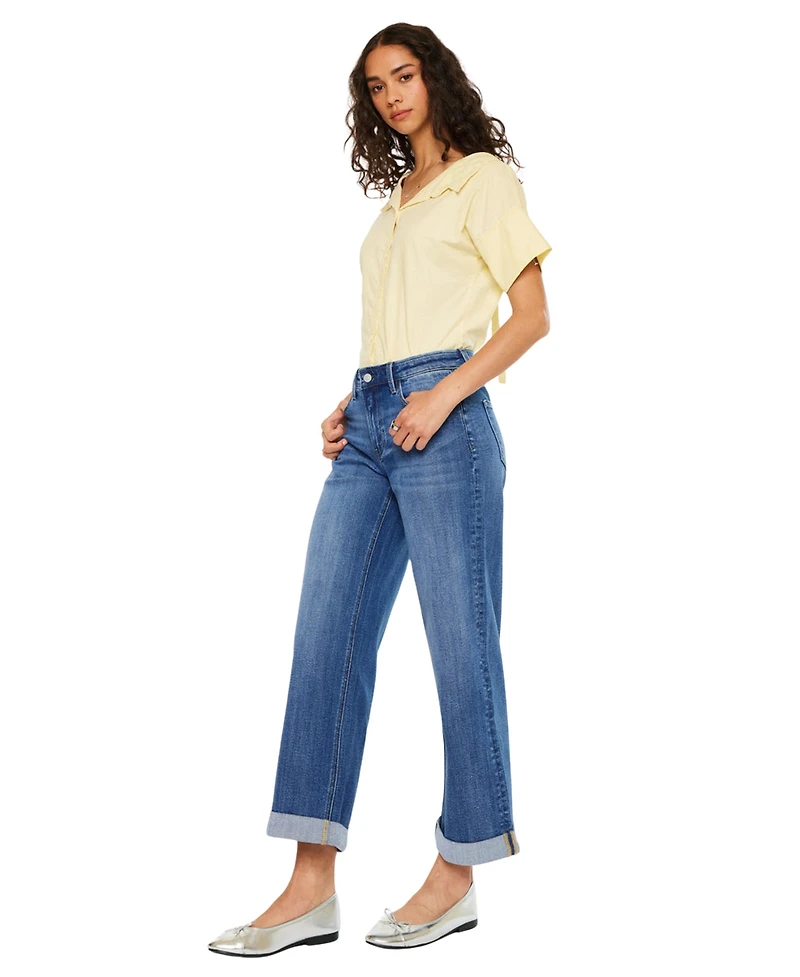 KanCan Women's Reyna Essentials High Rise Wide Leg Jeans