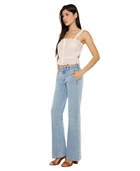 KanCan Women's Islan High Rise Wide Flare Jeans