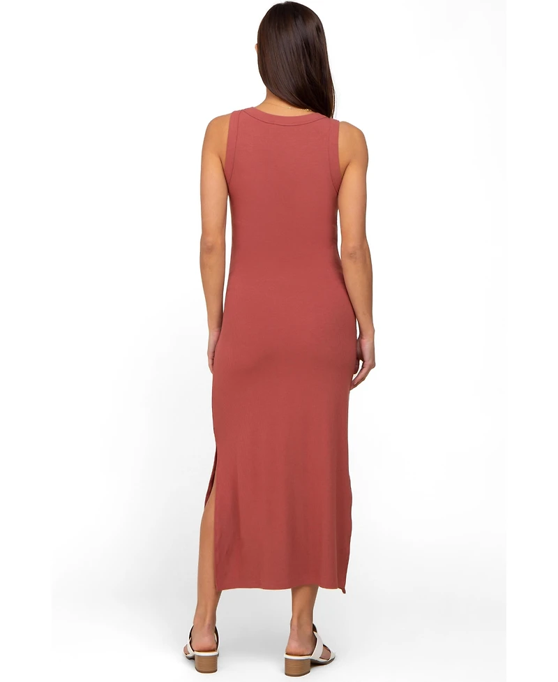 Pinkblush Maternity Taupe Ribbed Side Slit Tank Dress