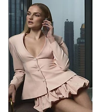 Miss Circle Women's Savannah Tulip Pink Peplum Blazer
