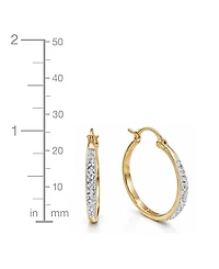 And Now This Clear Crystal C Hoop & Click Top Earring Set Gold Plate or Silver