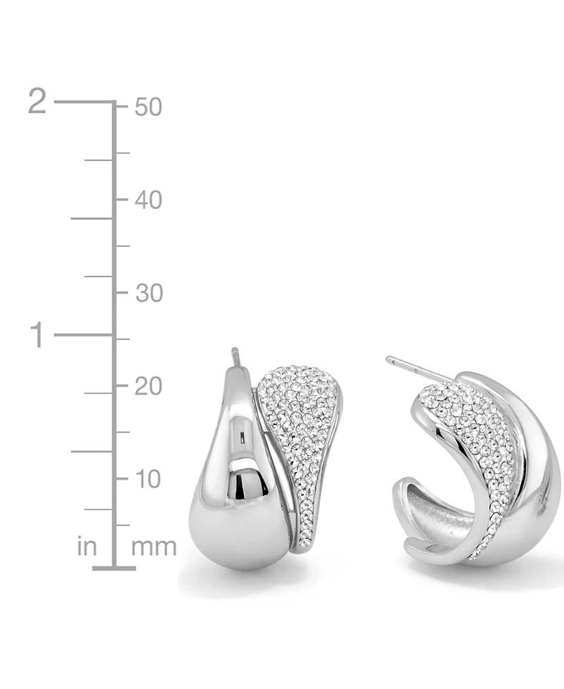 And Now This Crystal Double Teardrop C Hoop Earring