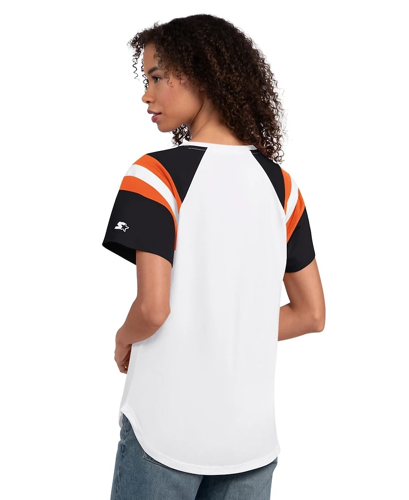 Starter Women's White San Francisco Giants Game On Notch Neck Raglan T-Shirt