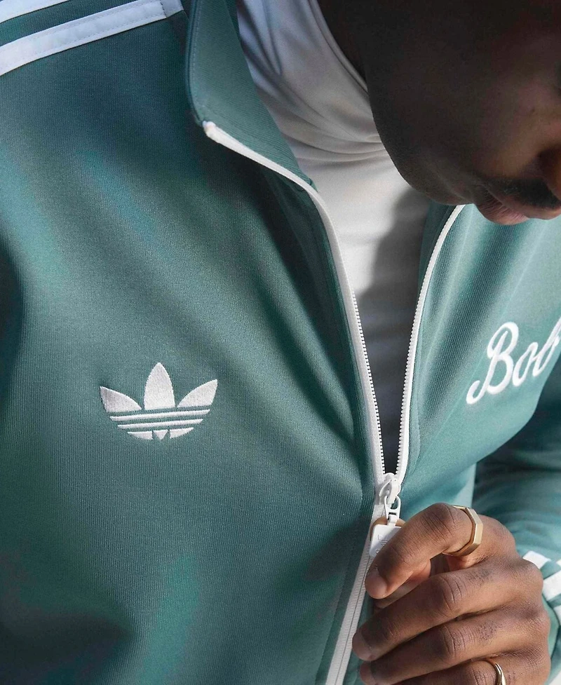 Adidas Men's Green Jamaica National Team Bob Marley Originals Full-Zip Track Jacket