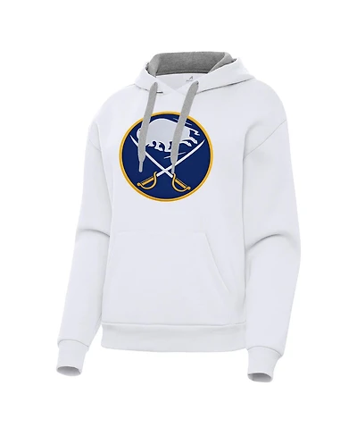 Antigua Women's White Buffalo Sabres Victory Pullover Hoodie
