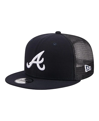 New Era Big Boys and Girls Navy Atlanta Braves 9FIFTY Trucker Snapback Hat